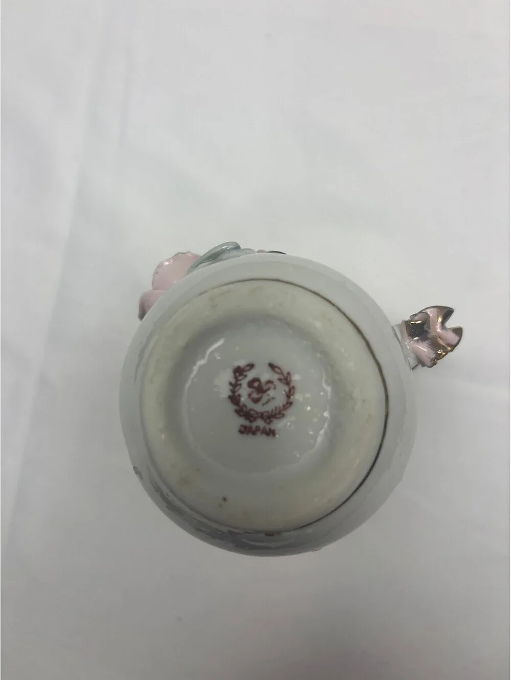 Vintage Small Porcelain Pitcher Vase with Pink and Gold Ruch